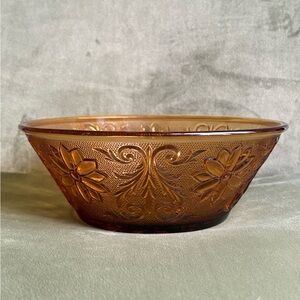 Vintage Tiara Sandwich Amber Glass Serving Bowl